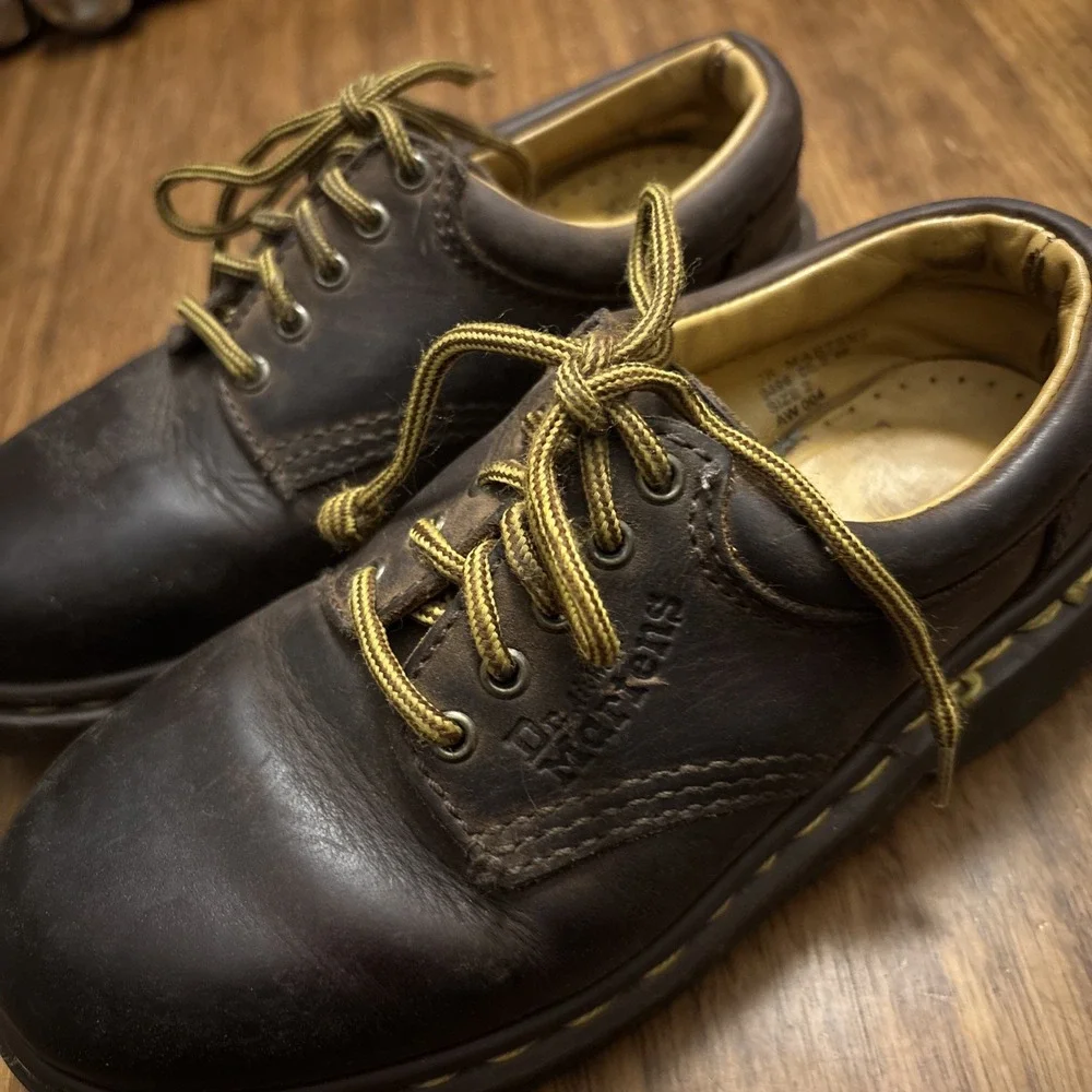Vintage Dr. Martens Kids Shoes Oxford Brown Leather UK 2/US 4 - Made In England